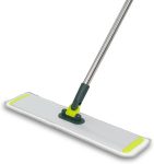 Microfiber Flat Mop — A dual-use dry/wet floor cleaning tool including 2 reusable mop pads. Suitable for multiple surfaces, easily removing dust from hardwood, laminate, and tile floors. Features a telescopic stainless steel handle and a flexible swivel mop head.