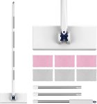 Mini Mop with 6 Washable Mop Pads — Multi-Functional Household Dusting Tool for Cleaning Walls, Windows, and Ceilings; A Dual Wet/Dry "Hands-Free" Mop for Floors in Homes, Kitchens, and Bathrooms; Features a Hands-Free Flat-Head Design and a 47-Inch Handle