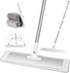 Commercial-Grade Microfiber Flat Mop Floor Cleaning System — 18-inch wide-coverage design; supports wet mopping; a dual-use dry/wet dust mop and hardwood floor cleaner; includes 4 washable mop pads; suitable for laminate and tile floors; features a stainless steel handle and extension pole.