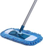 Hardwood Floor Dusting Mop: Features an extra-long 57-inch handle; designed for both wet and dry use, effectively capturing pet hair and dust bunnies; made of microfiber material, suitable for vinyl, wood, tile, and laminate flooring.