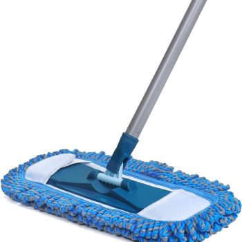 Hardwood Floor Dusting Mop: Features an extra-long 57-inch handle; designed for both wet and dry use, effectively capturing pet hair and dust bunnies; made of microfiber material, suitable for vinyl, wood, tile, and laminate flooring.