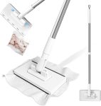 Mini Mop — Hands-free disposable pad mop; makes mopping effortless; a flat dust mop ideal for cleaning tight spaces; features a quick 1-second setup.