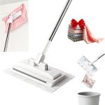 Mini Mop, Zero-Touch Gap Dust Cleaner with 39in Lazy Mop & Hands-Free Lock Head, Disposable Dust Mop for House Wall Bathroom Toilet Corners Multi Surface Cleaning with 5 Cloths