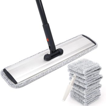 Microfiber Mop (18 Inches) — Large Flat Floor Cleaning Mop; Includes 4 Premium Mop Pads; Specifically Designed for Hardwood Floor Cleaning; Wet & Dry Use
