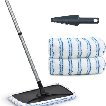 Large Flat Mop (15x8 inches) — 3-Pack Microfiber Wet Mop Refills; Reusable & Washable; Suitable for Hardwood and Various Floor Types; Includes 1 Cleaning Scraper