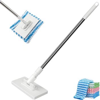 Mini Mop, Zero Touch MiniMop, Disposable Clip Mopstick Reusable Cloths, Retractable Gap Dust Cleaner Flat Mops with Locking Head & Sweeping Cloths (1*mop+5*Cloth)