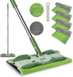 Microfiber Mop — Flat-style floor mop; dual-use dry/wet dust mop; includes 4 washable mop pads and a 52.4-inch stainless steel handle; dedicated for cleaning hardwood, laminate, and tile floors.