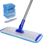 18-Inch Professional Microfiber Floor Cleaning Mop: Flat Mop with Stainless Steel Handle, Includes 4 Reusable Mop Pads and a Cleaning Brush—Microfiber Mop Designed Specifically for Hardwood Floors (18-Inch Model)