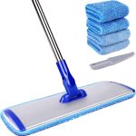 18-Inch Professional Microfiber Floor Cleaning Mop System: Flat Mop with Stainless Steel Handle, Includes 4 Reusable Mop Pads—Ideal for Wet Mopping and Dusting Hardwood, Vinyl, Laminate, and Tile Floors