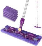 Microfiber Floor Mop — Includes 5 Reusable Mop Pads; Professional Dust Mop; Features a 57-Inch Telescopic Stainless Steel Handle; Wet & Dry Flat Mop; Suitable for Cleaning Hardwood, Laminate, Tile, Vinyl Floors, and Pet Hair