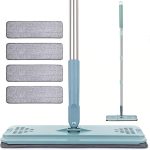 Dust Mop / Flat Mop (Includes 4 Mop Pads) — Sponge Mop; Suitable for Cleaning Floors, Hardwood, Tile, Marble, and Walls