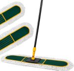 36-Inch Commercial Dust Mop, Extra-Large Floor Duster (Includes 2 Replacement Pads), 60-Inch Extended Handle, Heavy-Duty Industrial-Grade Flat Mop for Wet & Dry Use—Suitable for Hardwood, Marble, Laminate, Tile, Concrete, and Garage Floors