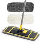 Floor Cleaning Dust Mop (Includes 2 Mop Pads of Different Materials), Wet & Dry Use—Suitable for Hardwood, Ceramic, Marble, Tile, and Laminate Floors; Ideal for Home & Kitchen Use; 51-Inch Full Length