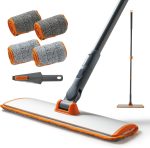 Microfiber Floor Dusting Mop – Features Extendable Long Handle, Includes 4 Reusable Mop Pads and 1 Dirt Scraper; Ideal for Cleaning Kitchens, Bathrooms, and Living Rooms
