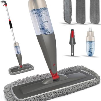 Spray Floor Cleaning Mop (Includes Washable Mop Pad) — Microfiber Wet Mop with 800ml Refillable Bottle; Dusting Mop with Spray Function; Suitable for Cleaning Hardwood, Laminate, Vinyl, and Tile Floors