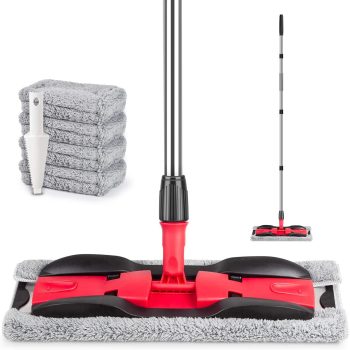 Microfiber Mop Designed for Hardwood Floor Cleaning: Flat Mop with 4 Washable Mop Pads and a 59-Inch Adjustable Handle—Ideal for Dry Dusting in Kitchens, Bathrooms, and on Tile, Laminate, Wood, and Vinyl Floors (Suitable for Both Home and Commercial Use)