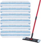 6-Pack Set Mop Replacement Cloths: Compatible with flat mop systems; made of 100% microfiber material; washable and reusable; Color: White.