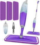 Floor Cleaning Spray Mop: Wet Mop Suitable for Hardwood, Tile, Laminate, and Vinyl Floors—Includes 3 Washable Microfiber Mop Pads; Highly Effective at Picking Up Pet Hair and Dust