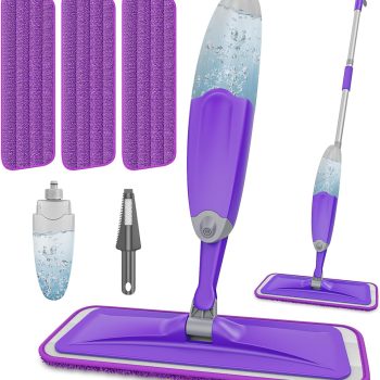 Floor Cleaning Spray Mop: Wet Mop Suitable for Hardwood, Tile, Laminate, and Vinyl Floors—Includes 3 Washable Microfiber Mop Pads; Highly Effective at Picking Up Pet Hair and Dust