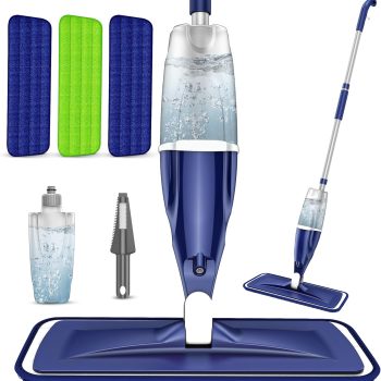 Microfiber Spray Mop — Dual-Use Wet & Dry Hardwood Floor Cleaner; Includes 3 Washable Mop Pads; Flat Mop with Integrated Spray Function; Suitable for Cleaning Tile, Wood, Laminate, Vinyl, and Marble Floors