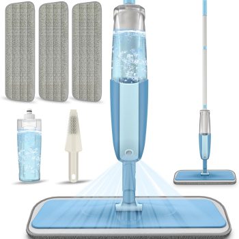 Hardwood Floor Spray Mop – Floor Mop (Includes 3 Washable Mop Pads) with Refillable Water Tank; Suitable for Wet & Dry Cleaning of Wood, Laminate, Tile, and Vinyl Floors in Home & Commercial Settings