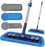 Microfiber Floor Cleaning Mop—Hardwood Floor Dust Mop: Features a 55-Inch Adjustable Handle and 3 Extra-Thick Washable Mop Pads—Suitable for Dry and Wet Cleaning (Removing Pet Hair, Cleaning Walls, Tiles, Wood, and Laminate Floors)—Ideal for Home and Kitchen Use