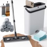 Compact Floor Mop & Bucket Set — A hands-free flat mop and wringing bucket combo. A versatile dry/wet mop ideal for apartments, small homes, RVs, windows, walls, and all floor types (includes 6 microfiber cloths).