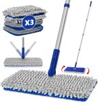 Double-Sided Microfiber Dust Mop — Dry Flat Mop / Wall Cleaner, specifically designed for hardwood floors; includes 3 reusable mop pads and a dual-sided flip mop head; suitable for apartments, kitchens, tile, laminate flooring, and pet hair cleanup.