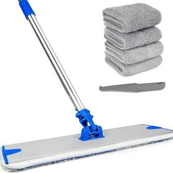 18-Inch Professional Microfiber Mop — Features an aluminum alloy base and stainless steel handle; suitable for floor cleaning. A dual-use dry/wet dust mop designed specifically for hardwood, tile, and laminate flooring.